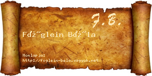 Föglein Béla névjegykártya